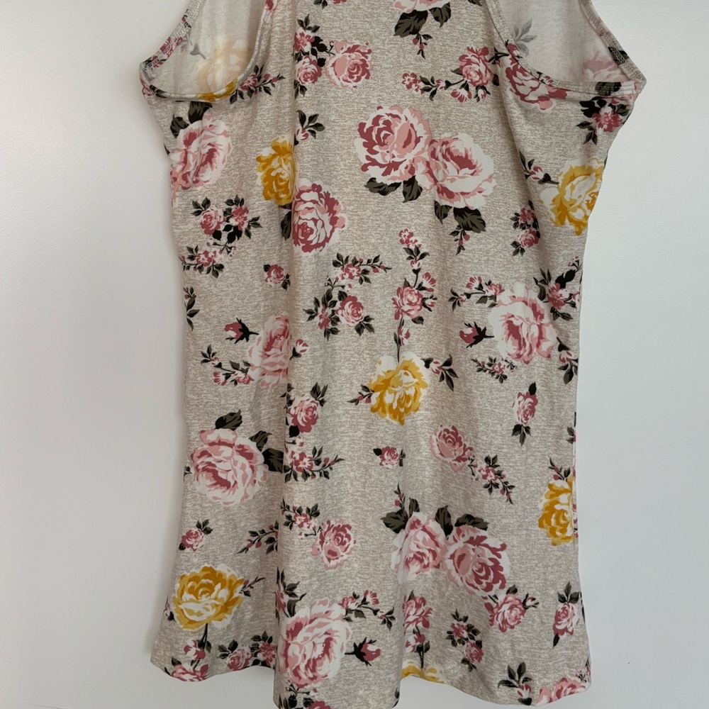 Ardene 17” PTP Basic Floral Racerback Tank Top, Cream Pink/Yellow, Size Large. - Picture 4 of 8